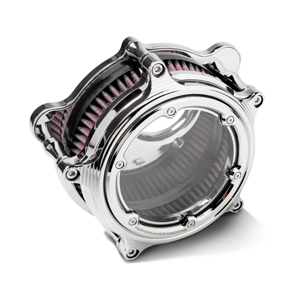 Performance Machine Vision Air Cleaner (W/ Bezel) - Chrome - Bull Strap