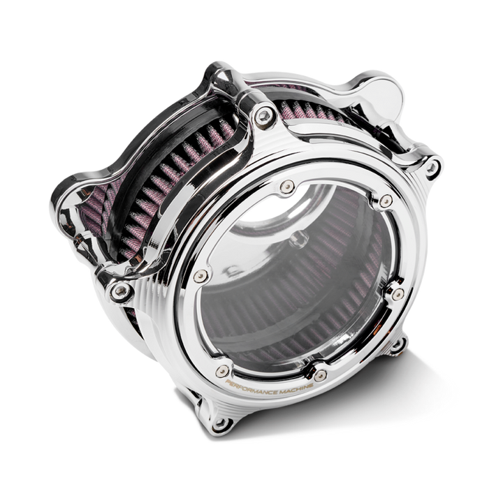 Performance Machine Vision Air Cleaner (W/ Bezel) - Chrome - Bull Strap