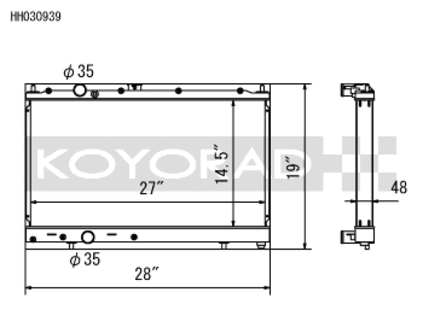 Koyo 97-00 Mitsubishi Evolution 4/5/6 Turbo (MT) Radiator *For use with 03-07 Evo Fan Shroud ONLY* - Bull Strap