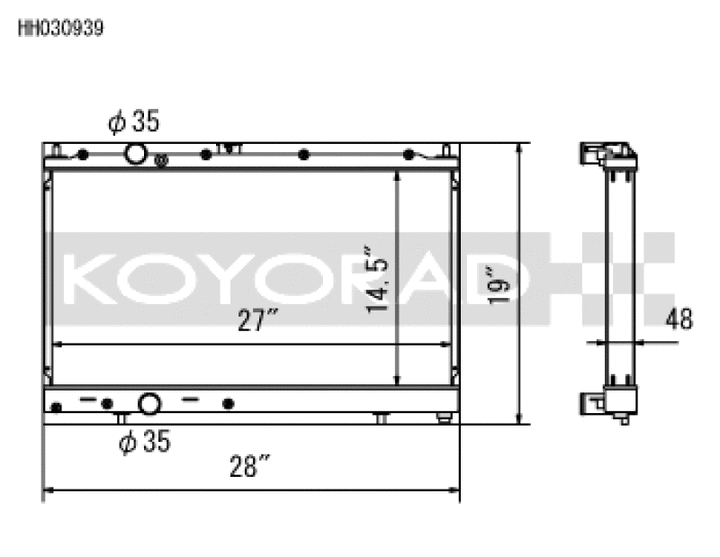 Koyo 97-00 Mitsubishi Evolution 4/5/6 Turbo (MT) Radiator *For use with 03-07 Evo Fan Shroud ONLY* - Bull Strap