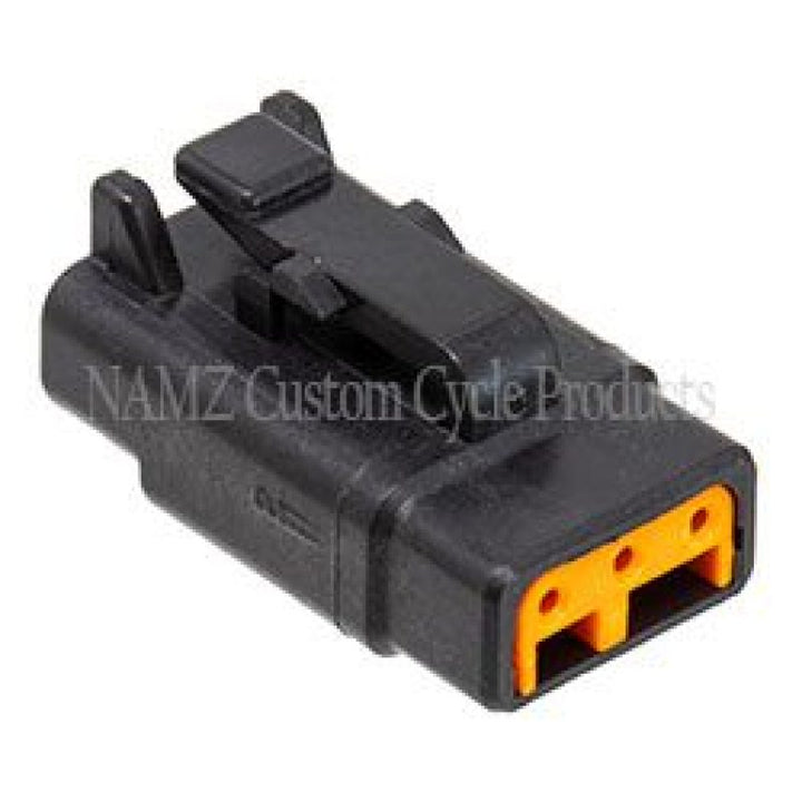 NAMZ Deutsch DTM 3-Position Plug w/3 Stamped Terminals & Wedgelock - Black (HD 74113-98BK) - Bull Strap