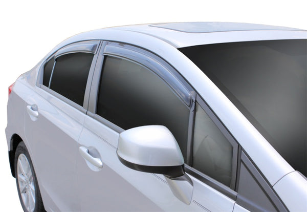 AVS 12-15 Honda Civic Ventvisor Outside Mount Window Deflectors 4pc - Smoke - Bull Strap