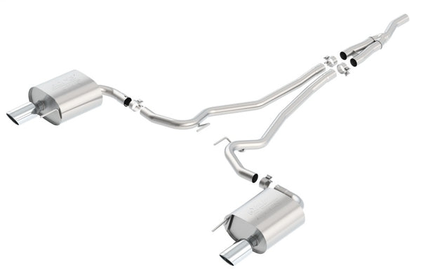 Borla Atak Cat Back 15-17 Ford Mustang 2.3L EcoBoost MT/AT 2.25in pipe 4in tip - Bull Strap