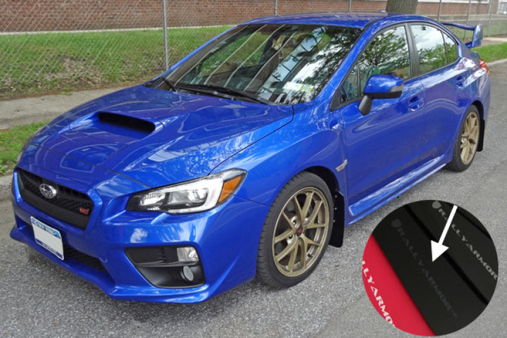 Rally Armor 15-21 Subaru WRX/STI Black UR Mud Flap w/Grey Logo - Bull Strap