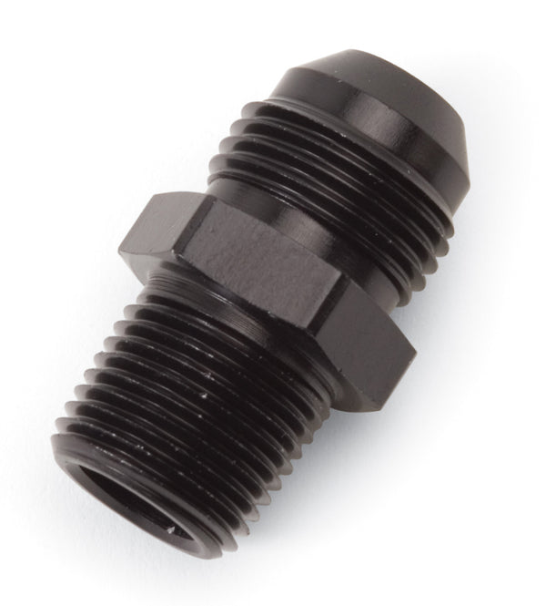 Russell Performance -6 AN to 1/4in NPT Straight Flare to Pipe (Black) - Bull Strap