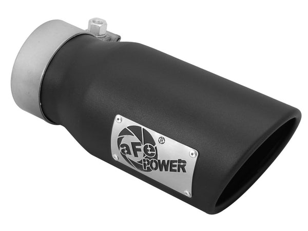 aFe MACHForce XP 3in Inlet x 4in Outlet x 9in Length Clamp-On Black Tip - Bull Strap