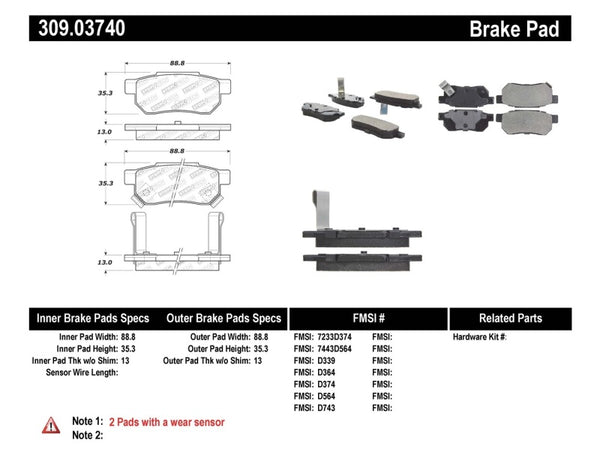 StopTech Performance 90-01 Integra (exc. Type R)/90-93 Civic EX Coupe w rear disc & abs/99-00 Civic - Bull Strap