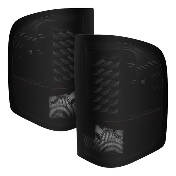 xTune Chevy Silverado 07-13 LED Tail Lights Black Smoke ALT-JH-CS07-LED-BKSM - Bull Strap