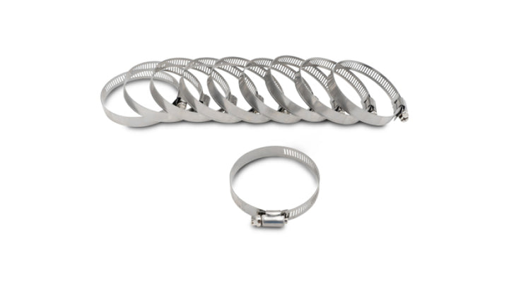 Vibrant S.S. Worm Gear Clamps Pack of 10 - Clamping Range: 2.04in - 3.00in (52mm - 76mm) - Bull Strap