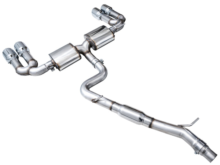 AWE 22-24 Audi 8Y S3 Touring Edition Exhaust - Chrome Silver Tips - Bull Strap