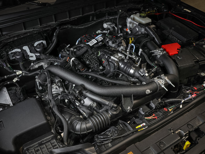 aFe 21-23 Ford Bronco V6-2.7Ltt BladeRunner Alum Hot & Cold Charge Pipe Kit - Black - Bull Strap