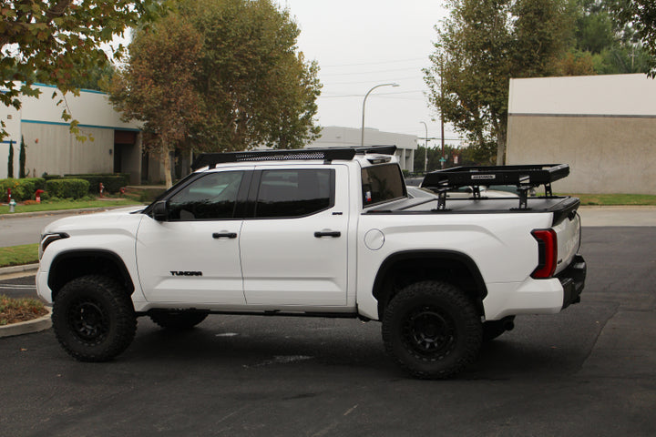 Go Rhino 22-23 Toyota Tundra CrewMax Ceros Low Profile Roof Rack - Tex. Blk - Bull Strap