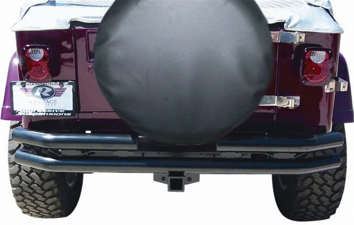 Rampage 1976-1983 Jeep CJ5 Double Tube Rear Bumper - Black - Bull Strap