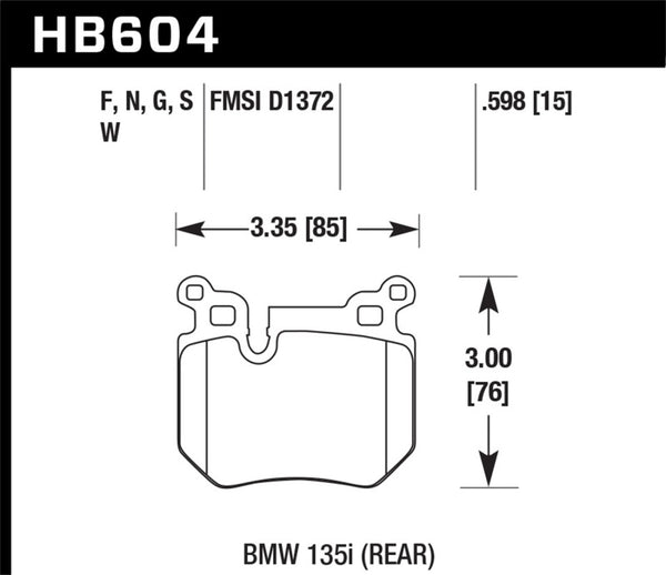 Hawk BMW 135i HP+ Street Rear Brake Pads - Bull Strap