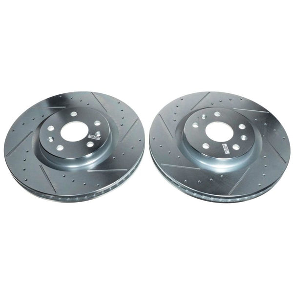 Power Stop 20-21 Chevrolet Corvette Front Evolution Drilled & Slotted Rotor - Pair - Bull Strap