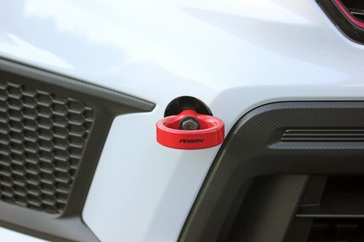 PERRIN 18-21 Subaru WRX & STI / 13-25 BRZ / 17-20 Toyota 86 Tow Hook Kit (Front) - Red - Bull Strap