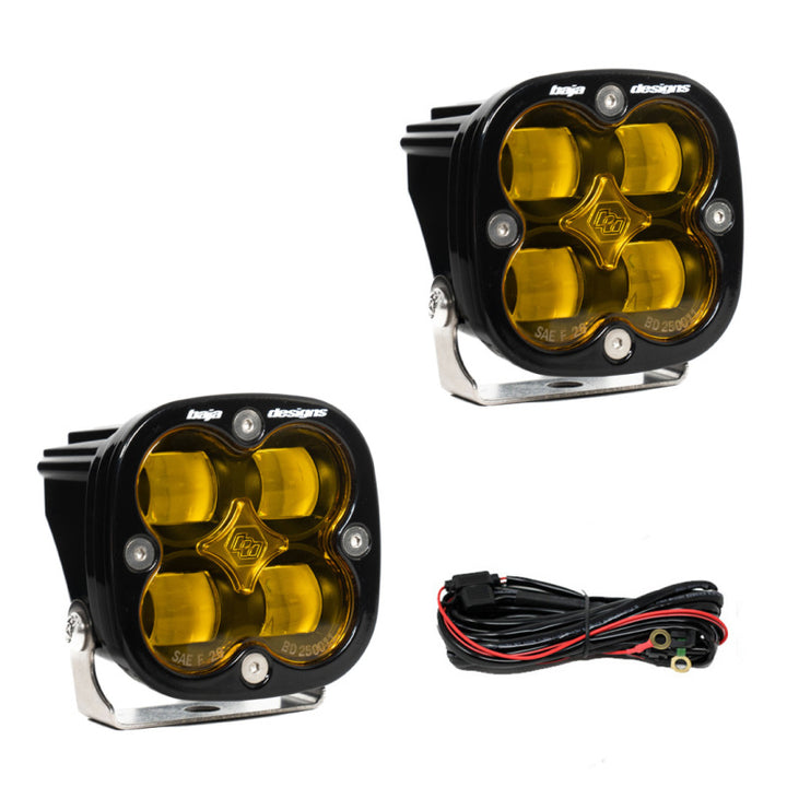 Baja Designs Squadron SAE LED Auxiliary Light Pod Pair - Amber - Bull Strap