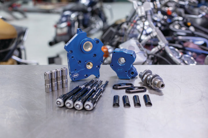 S&S Cycle 2017+ Oil Cooled M8 Models Chain Drive 465C Cam Chest Kit w/ Black Pushrod Tubes - Bull Strap