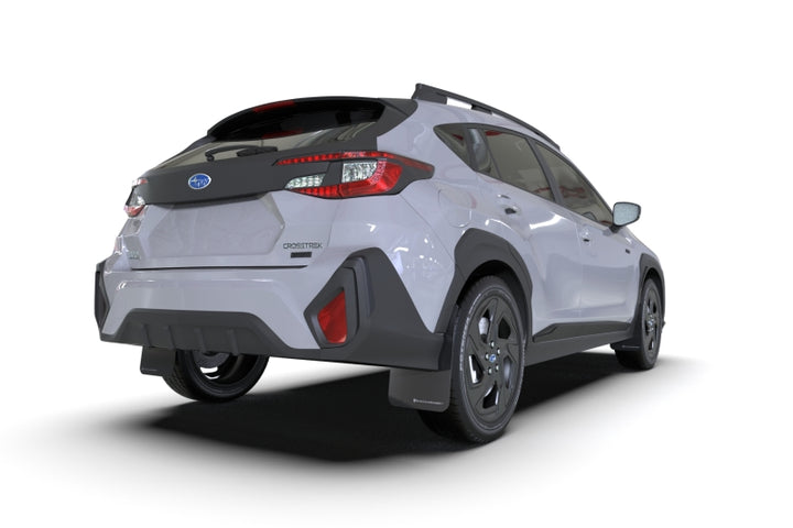 Rally Armor 24-25 Subaru Crosstrek Black UR Mud Flap Grey Logo - Bull Strap