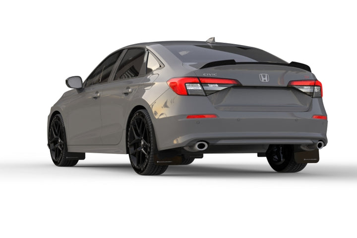 Rally Armor 22-25 Honda Civic/Civic Si/Sport Black UR Mud Flap w/Red Logo - Bull Strap