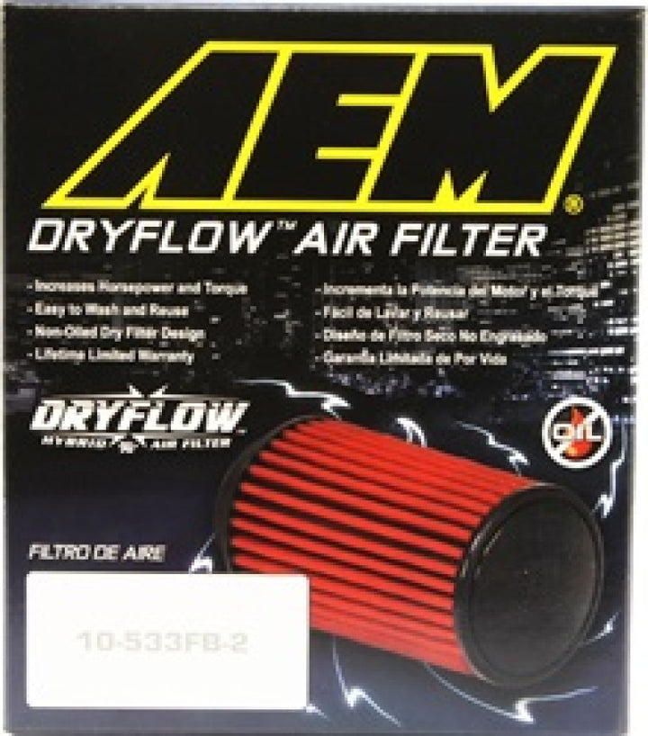 AEM 3.25 in DRY Flow Short Neck 5 in Element Filter - Bull Strap