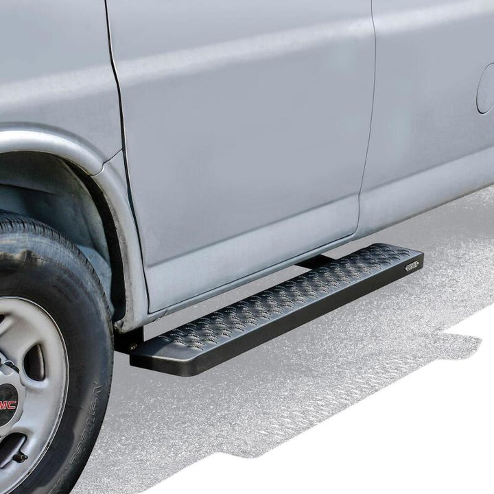 Westin Ford Transit Van 150/250/350 (46in Driver & 97in. Pass) Grate Steps Running Boards - Tex. Blk - Bull Strap