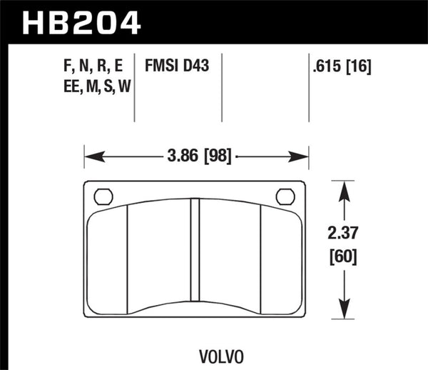 Hawk 90-93 Volvo 240 DTC-30 Front Race Pads - Bull Strap