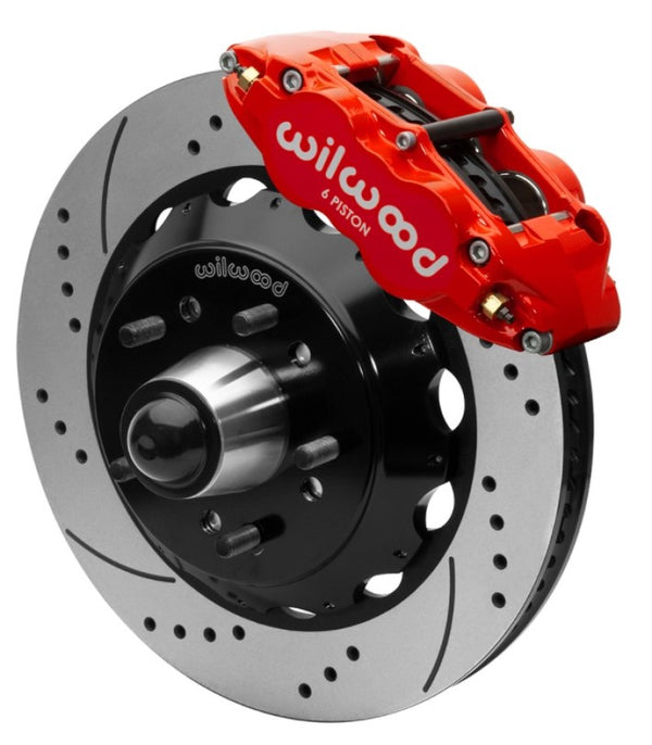Wilwood Forged Narrow Superlite 6R Front Big Brake Kit 14in Rotors 63-87 C10 - Red - Bull Strap