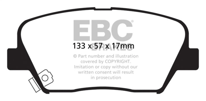 EBC 12+ Hyundai Azera 3.3 Yellowstuff Front Brake Pads - Bull Strap
