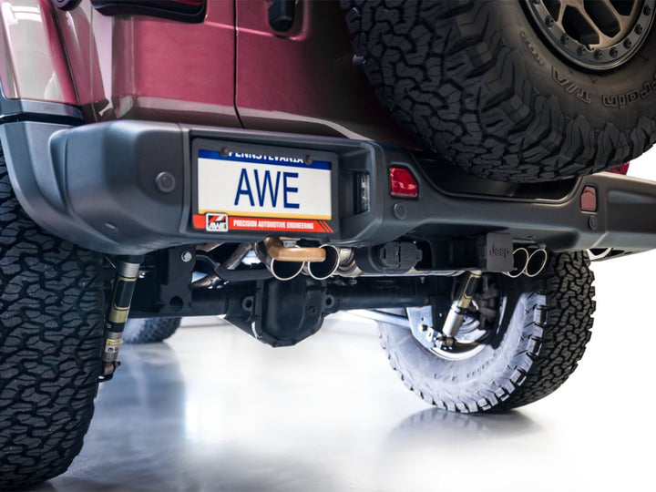 AWE 21+ Wrangler 392 Switchpath Cat-Back Exhaust- Quad BashGuards - Bull Strap