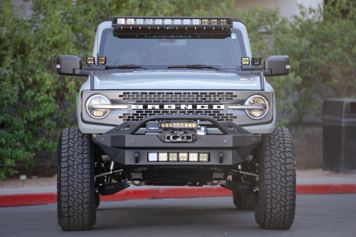 DV8 Offroad 21-22 Ford Bronco Front Lower Control Arm Skid Plate - Bull Strap