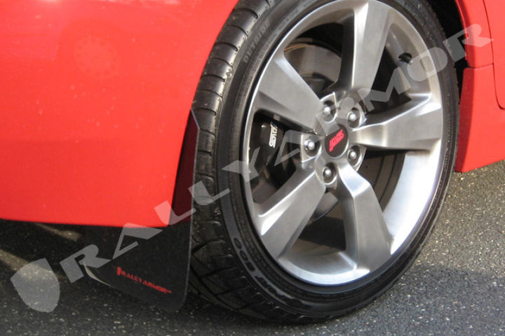 Rally Armor 08-11 Subaru STI (Hatch Only) / 11-14 WRX (Hatch Only) Black UR Mud Flap w/Red Logo - Bull Strap