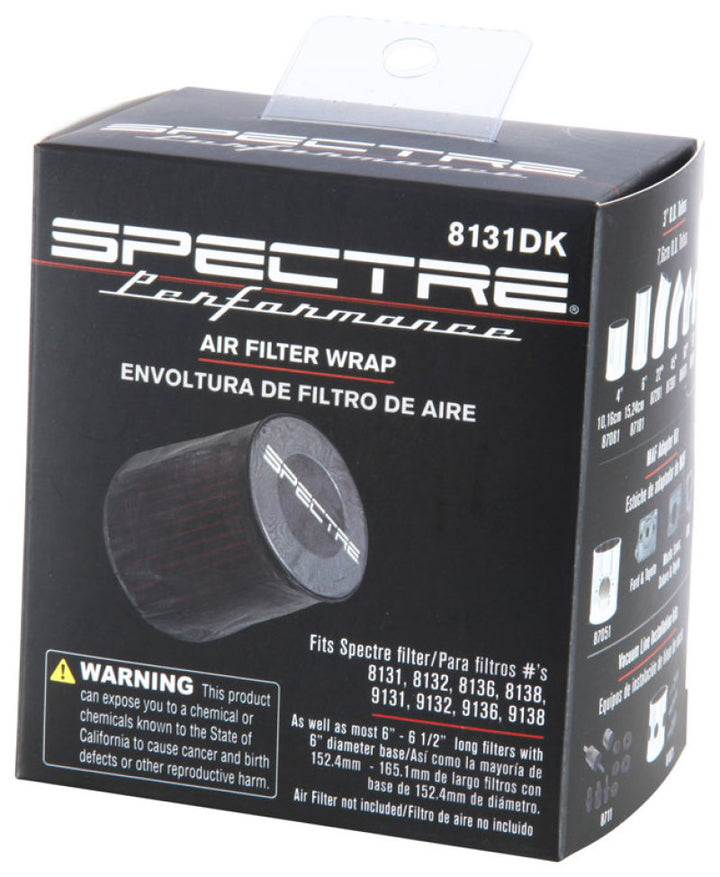Spectre Universal Pre-Filter Wrap 6in. x 6.125in. - Black - Bull Strap
