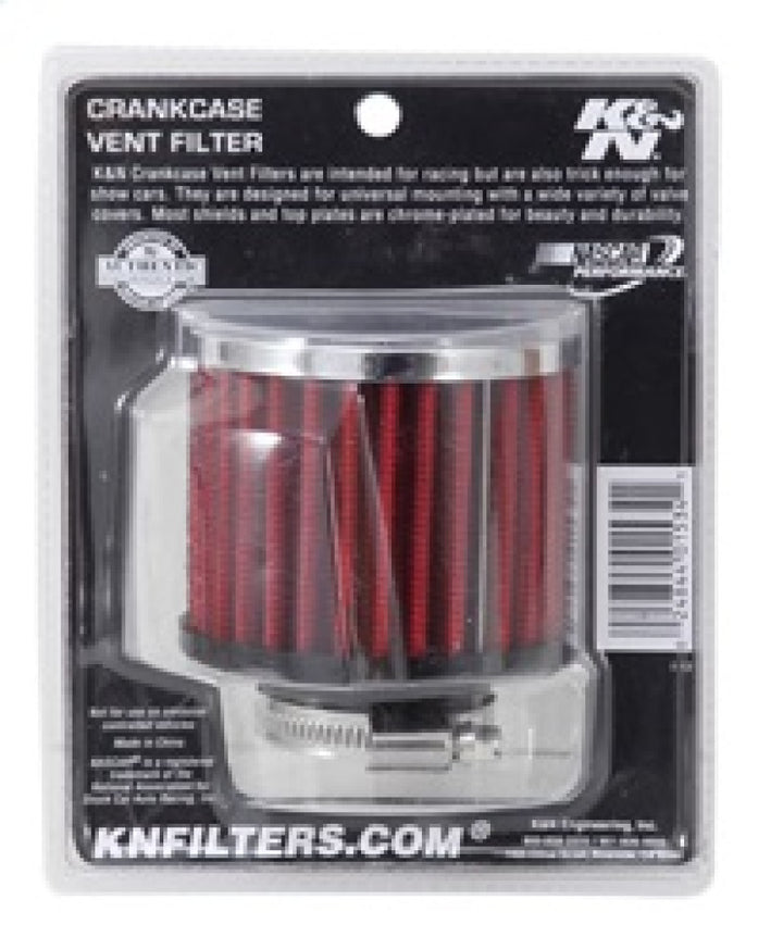 K&N 1.375 inch ID 3 inch OD 2.5 inch H Clamp On Crankcase Vent Filter - Bull Strap