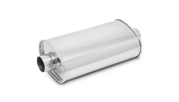 Vibrant 2in In/Out Center/Center Stainless Steel StreetPower Oval Muffler - Bull Strap