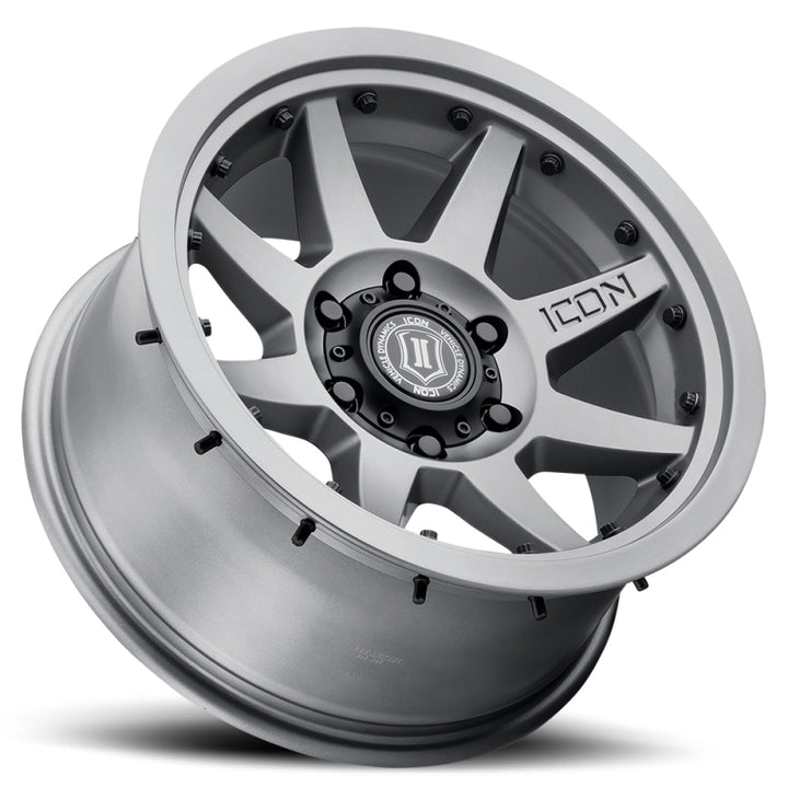 ICON Rebound Pro 17x8.5 6x5.5 0mm Offset 4.75in BS 106.1mm Bore Titanium Wheel - Bull Strap