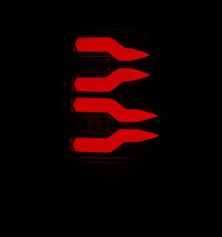 AlphaRex 97-03 Ford F150 / 99-16 Ford F250/F350/F450/F550 LUXX-Series LED Tail Lights - Alpha-Black - Bull Strap