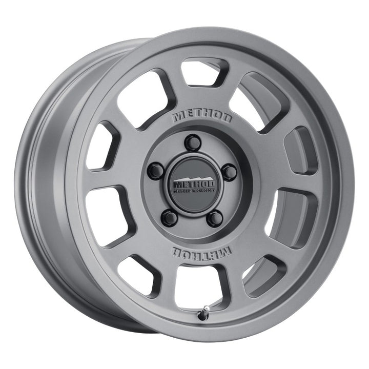 Method MR705 17x8.5 0mm Offset 5x5 71.5mm CB Titanium Wheel - Bull Strap