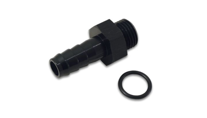 Vibrant Aluminum Male -6AN ORB to 5/16in Barb w/O-Ring - Anodized Black - Bull Strap