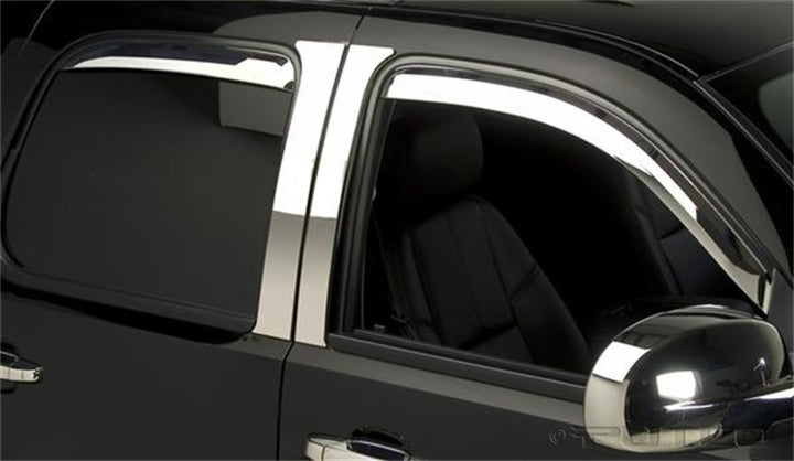 Putco 14-14 Chevrolet Silverado HD - Crew Cab (Set of 4) Element Chrome Window Visors - Bull Strap