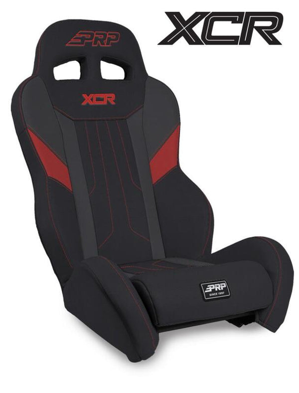 PRP Polaris RZR XCR Suspension Seat Black & Red - Bull Strap