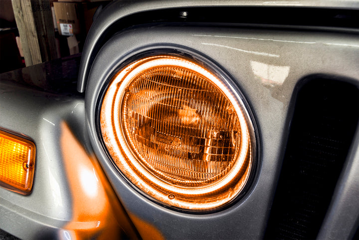 Oracle Jeep Wrangler TJ 97-06 LED Waterproof Halo Kit - Amber - Bull Strap