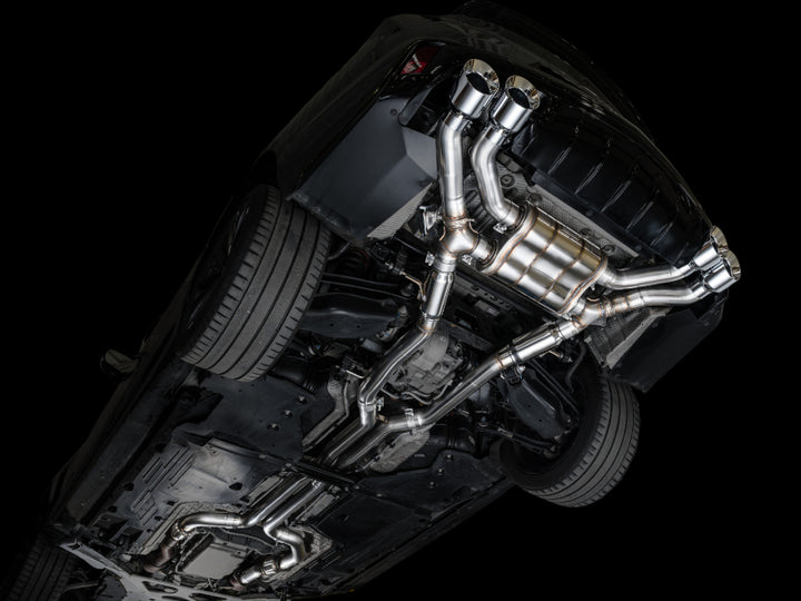 AWE Tuning 2021+ Cadillac CT4-V Blackwing SwitchPath Exhaust - Chrome Silver Tips - Bull Strap