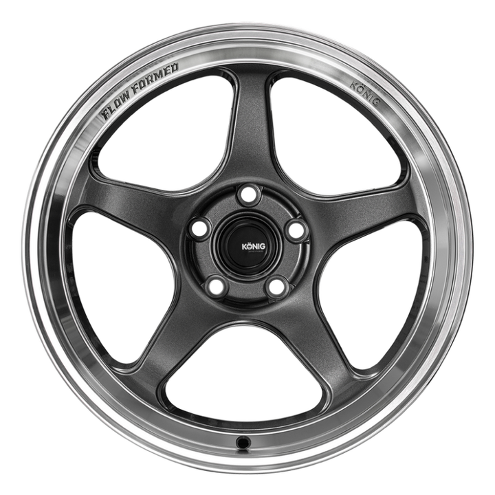 Konig Hyperspec 18x8 5X114.3 ET35 Anthracite Metallic Wheel w/ Mirror Machined Lip - Bull Strap