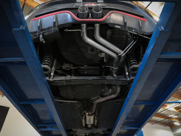 aFe Takeda 13-17 Hyundai Veloster L4-1.6L 2-1/2in 304 SS Axle-Back Exhaust w/ Blue Flame Tips - Bull Strap