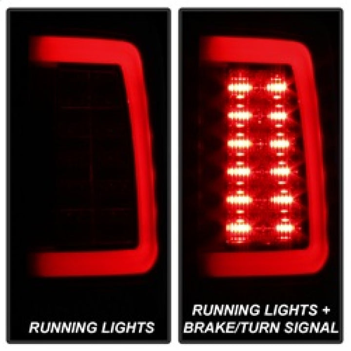 Spyder 09-16 Dodge Ram 1500 Light Bar LED Tail Lights - Black Smoke ALT-YD-DRAM09V2-LED-BSM - Bull Strap