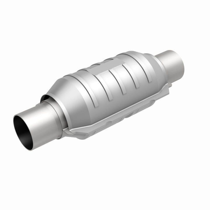MagnaFlow Conv Univ 2in Inlet/Outlet Ctr/Ctr Round 9in Body L x 5.125in W x 13in Overall L 49 State - Bull Strap