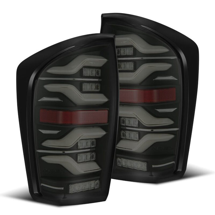AlphaRex 16-21 Toyota Tacoma LUXX LED Taillights Blk w/Activ Light/Seq Signal - Bull Strap