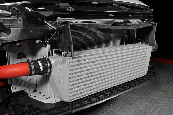 PERRIN 22-25 Subaru WRX Front Mount Intercooler Kit (Red Tubes & Silver Core) - Bull Strap