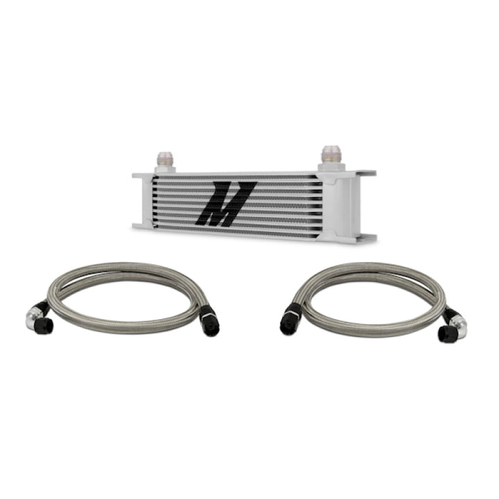 Mishimoto Universal 10 Row Oil Cooler Kit (Metal Braided Lines) - Bull Strap